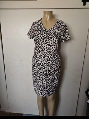 Old Navy Leopard Print Dress - Black & Cream